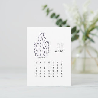 August individuell anpassbare Cactus 2024 Kalender Postkarte