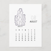 August individuell anpassbare Cactus 2024 Kalender Postkarte (Vorderseite)