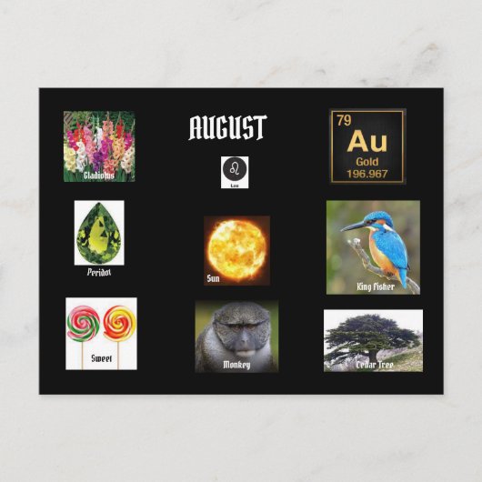 August Leo Birth Monat Postkarte (Vorderseite)
