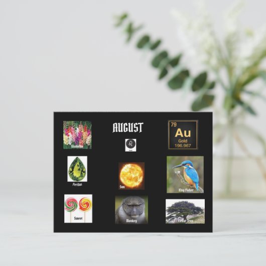 August Leo Birth Monat Postkarte (Stehend Vorderseite)