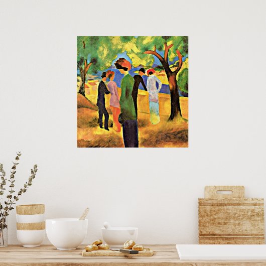 August Macke art: Frau in einer grünen Jacket, Poster (Küche)