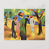 August Macke art: Frau in einer grünen Jacket