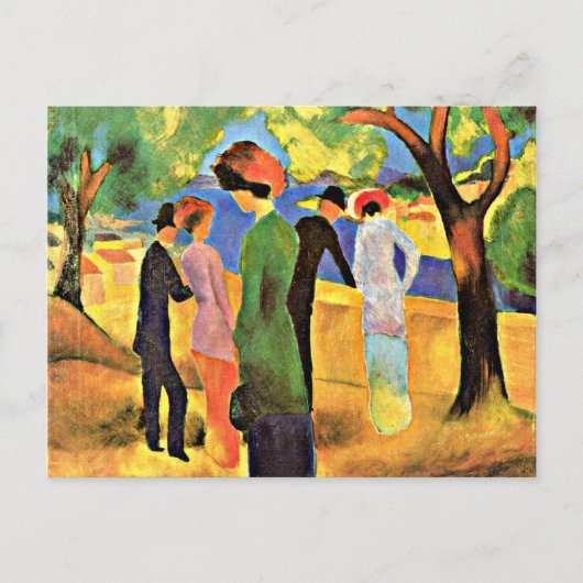 August Macke art: Frau in einer grünen Jacket Postkarte (Vorderseite)