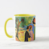 August Macke art: Frau in einer grünen Jacket Tasse (Links)