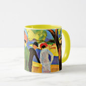 August Macke art: Frau in einer grünen Jacket Tasse (VorderseiteRechts)