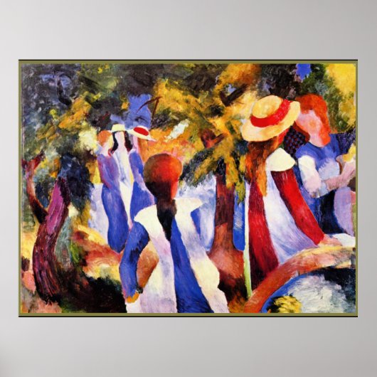 August Macke art, Girl in the Greenery Poster (Vorne)