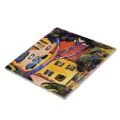 August Macke art, Haus in einer Landschaft Fliese (Seite)