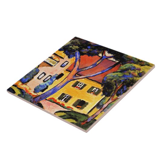 August Macke art, Haus in einer Landschaft Fliese (Seite)