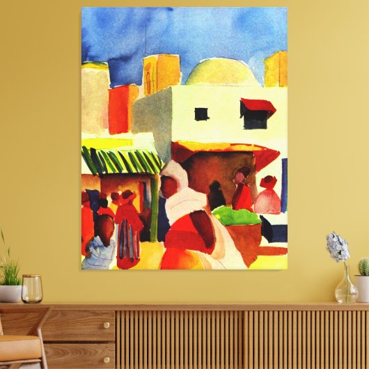 August Macke Artwork, Markt in Algier Leinwanddruck (Insitu (Wohnzimmer))