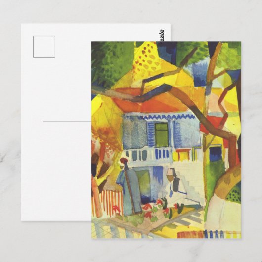 August Macke arwork, Innenhof Postkarte (Vorne/Hinten)