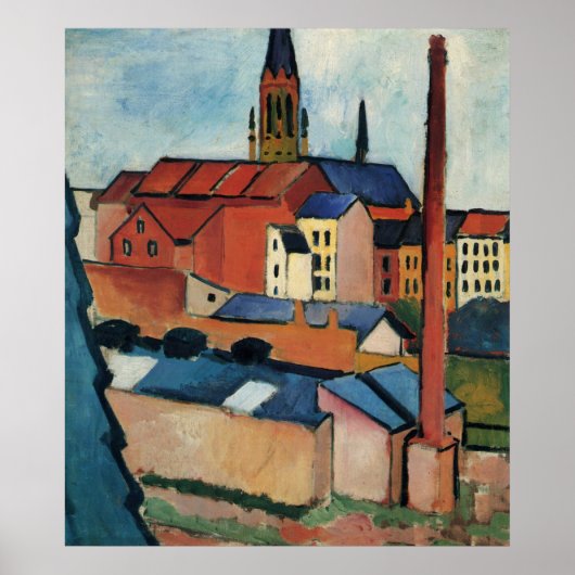 August Macke - Bonn Houses and Chimney 1911 Oil Poster (Vorne)