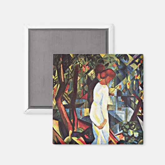 August Macke: Ein Paar im Wald, 1912 Kunstwerke Magnet (Vorderseite/Rückseite)