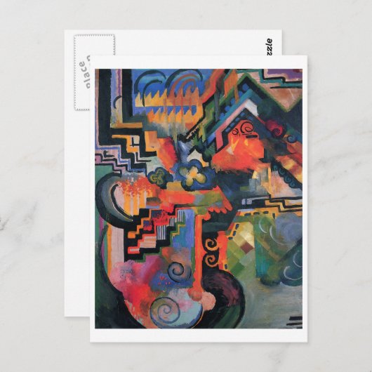 August Macke - Farbkomposition Ode to Bach 1912 Postkarte (Vorne/Hinten)