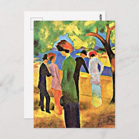 August Macke - Frau in einer grünen Karte (Vorne/Hinten)