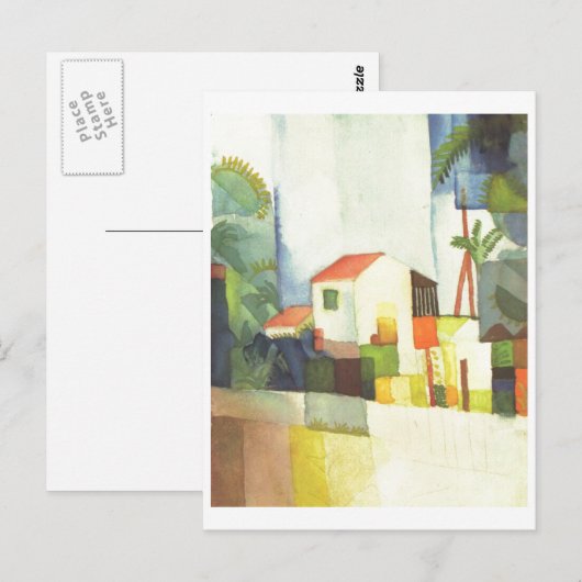 August Macke - Helles Haus 1914 helles Haus Postkarte (Vorne/Hinten)