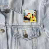 August Macke Helles Haus Aquarellmalerei Button (Beispiel)