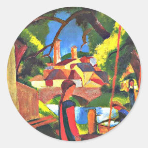 August Macke, Kinder am Brunnen, Runder Aufkleber