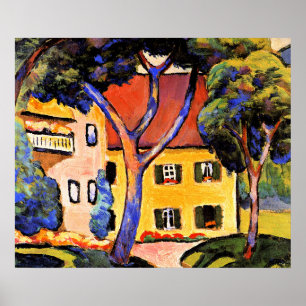 August Macke Kunst, Haus in einer Landschaft Poster