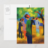 August Macke - Lady in einer grünen Jacket Postkarte (Vorne/Hinten)