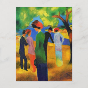 August Macke - Lady in einer grünen Jacket Postkarte