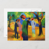 August Macke - Lady in einer grünen Jacket Postkarte (Vorne/Hinten)