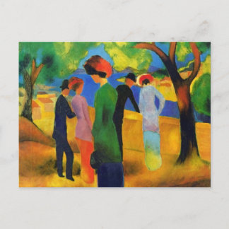 August Macke - Lady in einer grünen Jacket Postkarte