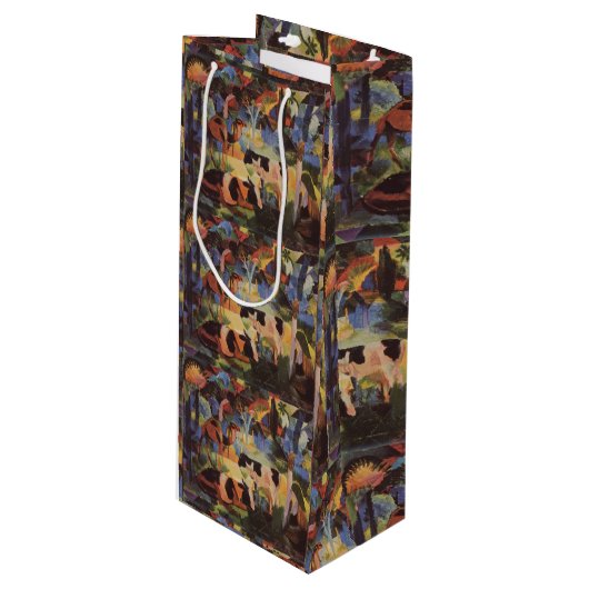 August Macke Landschaft mit Kühen und Kamel Geschenktüte Für Weinflaschen (Vorderseite Schrägansicht)