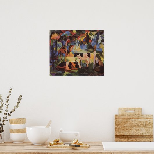 August Macke Landschaft mit Kühen und Kamel Poster (Küche)