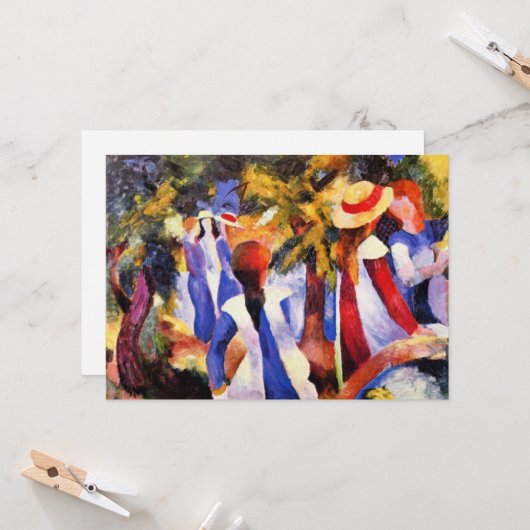 August Macke, Mädchen im Grünen, Karte (Vorderseite/Rückseite Beispiel)