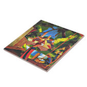 August Macke Malerei, Kinder am Brunnen Fliese (Seite)