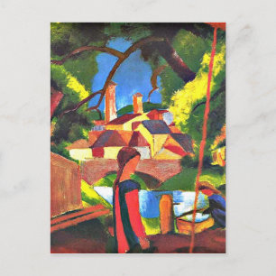 August Macke Malerei, Kinder am Springbrunnen Postkarte