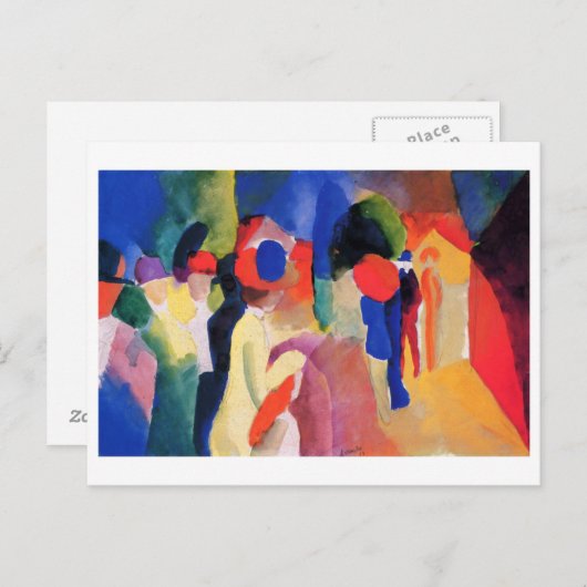 August Macke - mit gelber Jacke 1913 Wasserfarbe Postkarte (Vorne/Hinten)