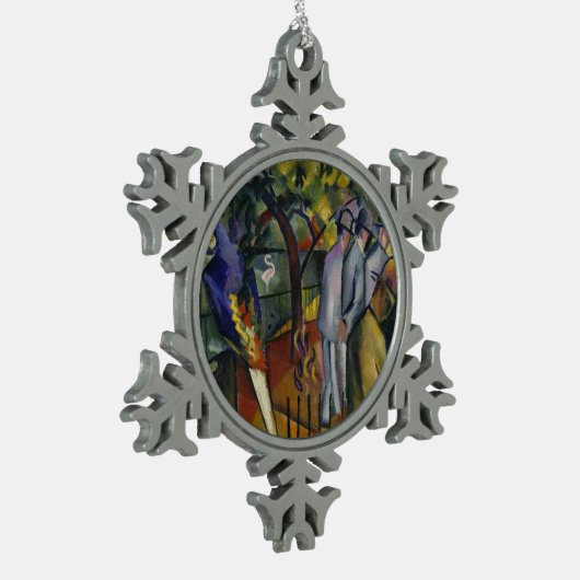 August Macke | zoologischer Garten I Schneeflocken Zinn-Ornament (Links)