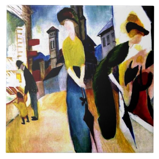 August Macke, zwei Frauen vor einem Hat Shop Fliese (Vorderseite)