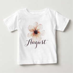 August Name Baby Girl Bekleidung Custom Blume Pink T-shirt