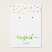 August Peridot Birthstone Earring Display Card (Vorderseite)