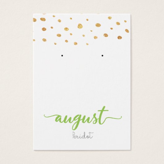 August Peridot Birthstone Earring Display Card (Vorderseite)