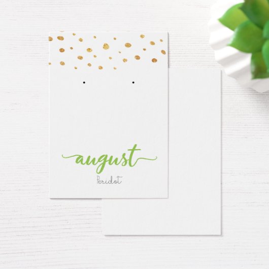 August Peridot Birthstone Earring Display Card (Schreibtisch)