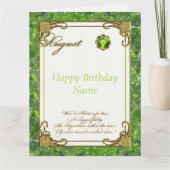 August Peridot Birthstone Grosser Geburtstag Karte (Vorderseite)