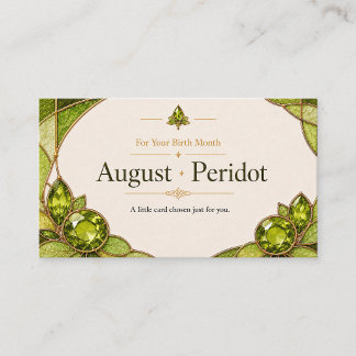 August Peridot Birthstone Shop Card Visitenkarte