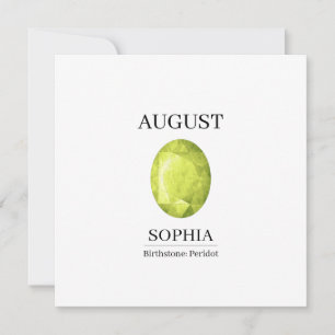 August Peridot Personalisierter Geburtstag Karte