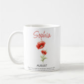 August Personalisierte Geburtsblume  Kaffeetasse (Links)