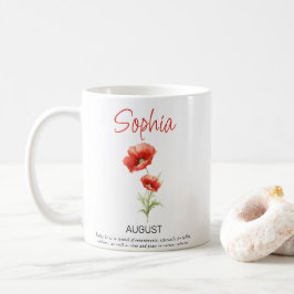 August Personalisierte Geburtshilfe Blume Kaffeetasse