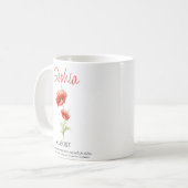 August Personalisierte Geburtshilfe Blume Kaffeetasse (Vorderseite Links)