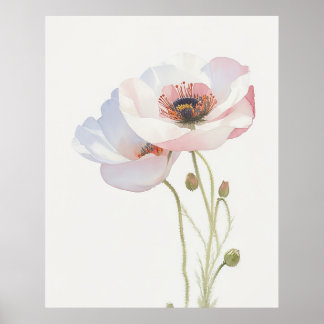 August Poppy Birth Blume Poster