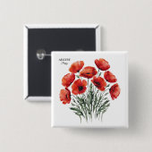 August Poppy Bloom - Personalisiertes Geburtstagsg Button (Vorne & Hinten)
