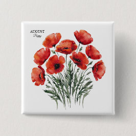 August Poppy Bloom - Personalisiertes Geburtstagsg Button