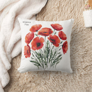 August Poppy Bloom - Personalisiertes Geburtstagsg Kissen