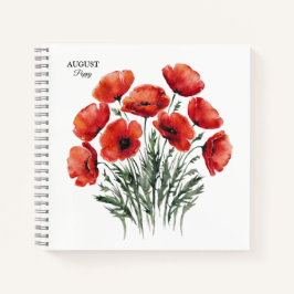 August Poppy Bloom - Personalisiertes Geburtstagsg Notizblock