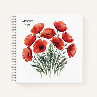 August Poppy Bloom - Personalisiertes Geburtstagsg Notizblock